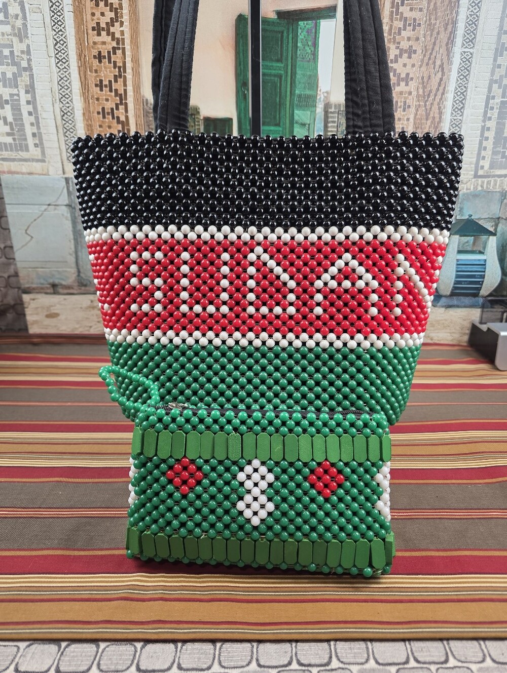 Sudan Handmade Beaded Tote & Wristlet